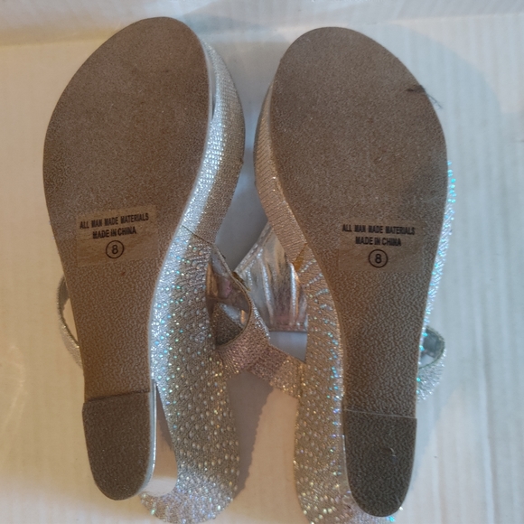 Celeste Rhinestone Jeweled Wedge Thong Sandals Size 8 - Picture 5 of 10